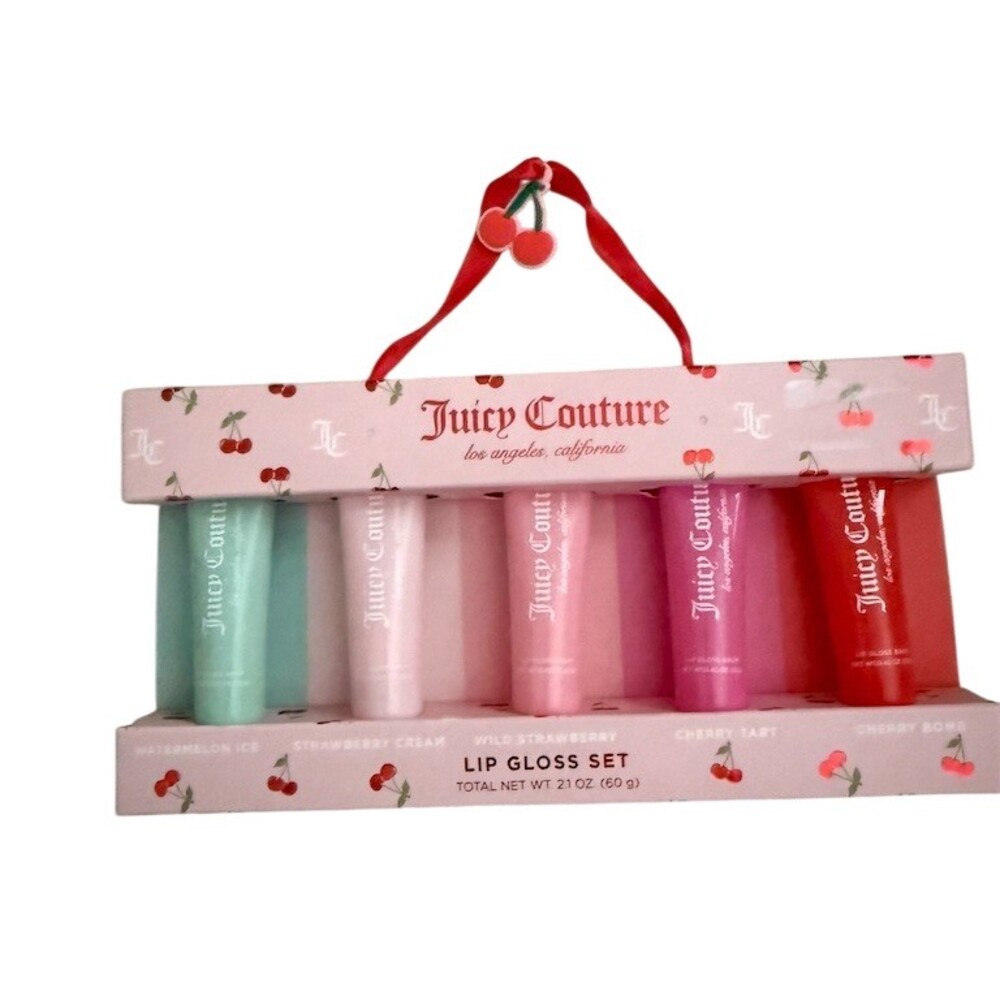 Juicy Couture Lip Gloss Set 5-Piece Cherry Theme Gift Box Fruity Shades